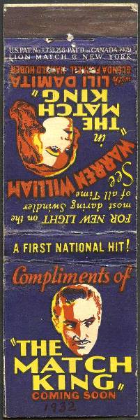 the-match-king-matchbook Great ephemera! Matchbook advertising The Match King, what a natural tie-in!